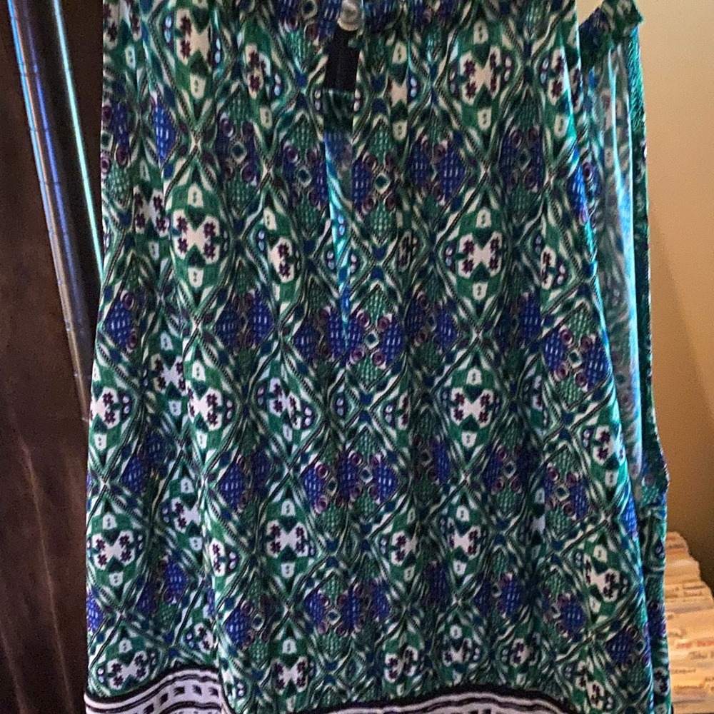 Green and Blue Patterned Women's maxi Dress - size 16